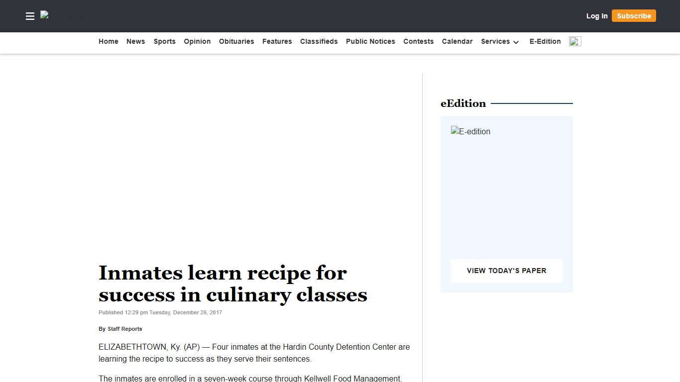 Inmates learn recipe for success in culinary classes Harlan Enterprise