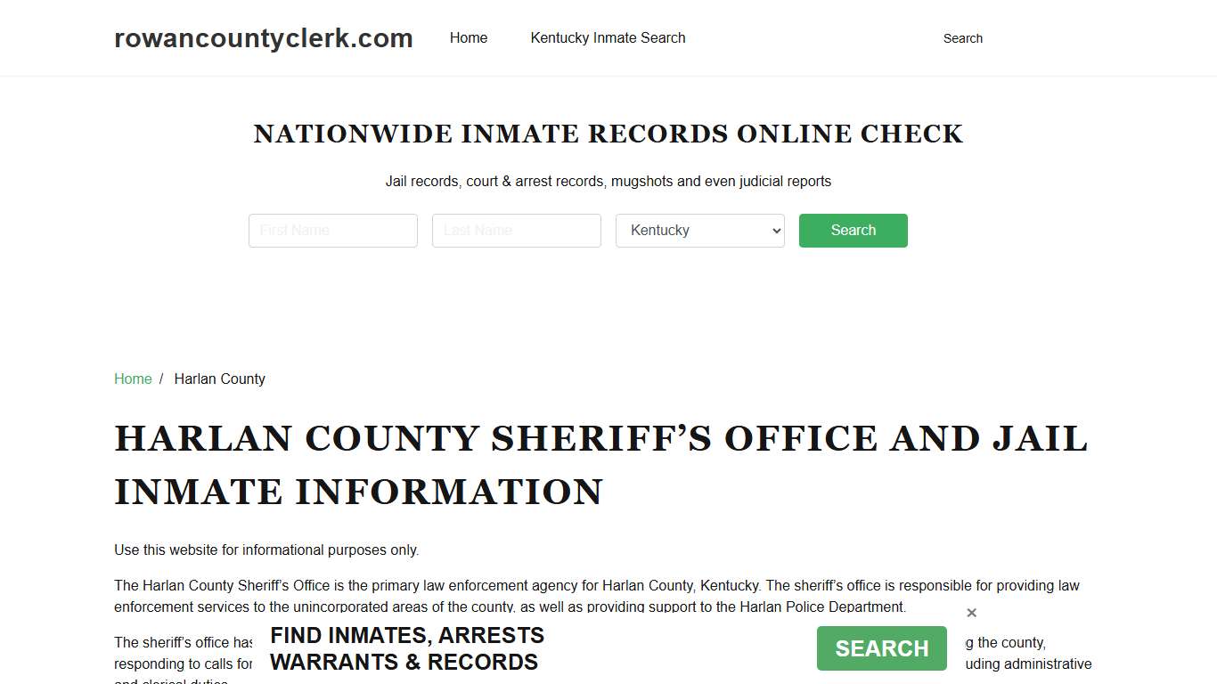 Harlan County Sheriff, KY, Jail Inmate Search, Recent Arrests